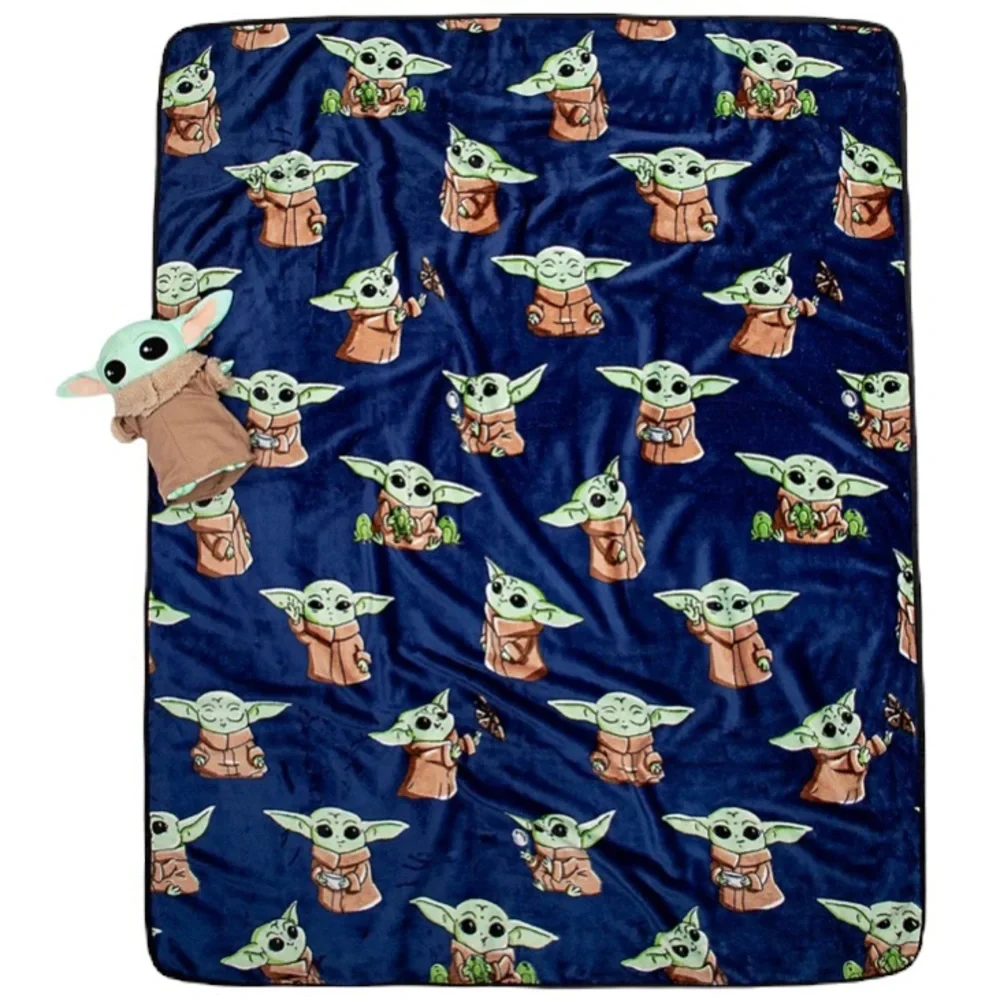 Throw Blanket 46”x60” & Plush Mandalorian The Child Star Wars - Picture 4 of 13